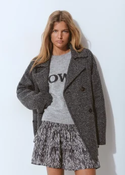 Abrigos Y Chaquetas*Brownie Abrigo cruzado espiga con lana Gris