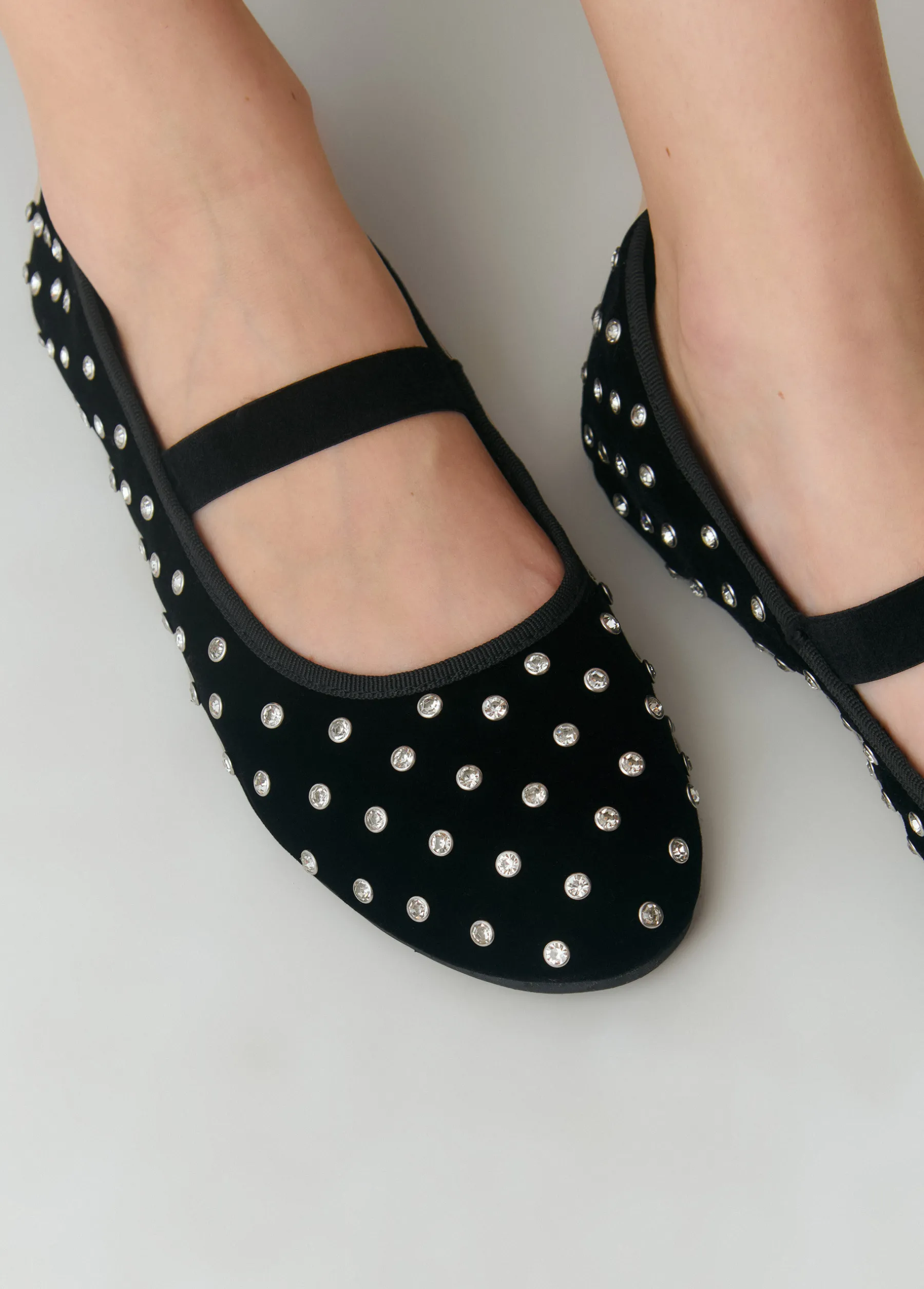 Zapatos*Brownie Bailarina terciopelo cristales Negro