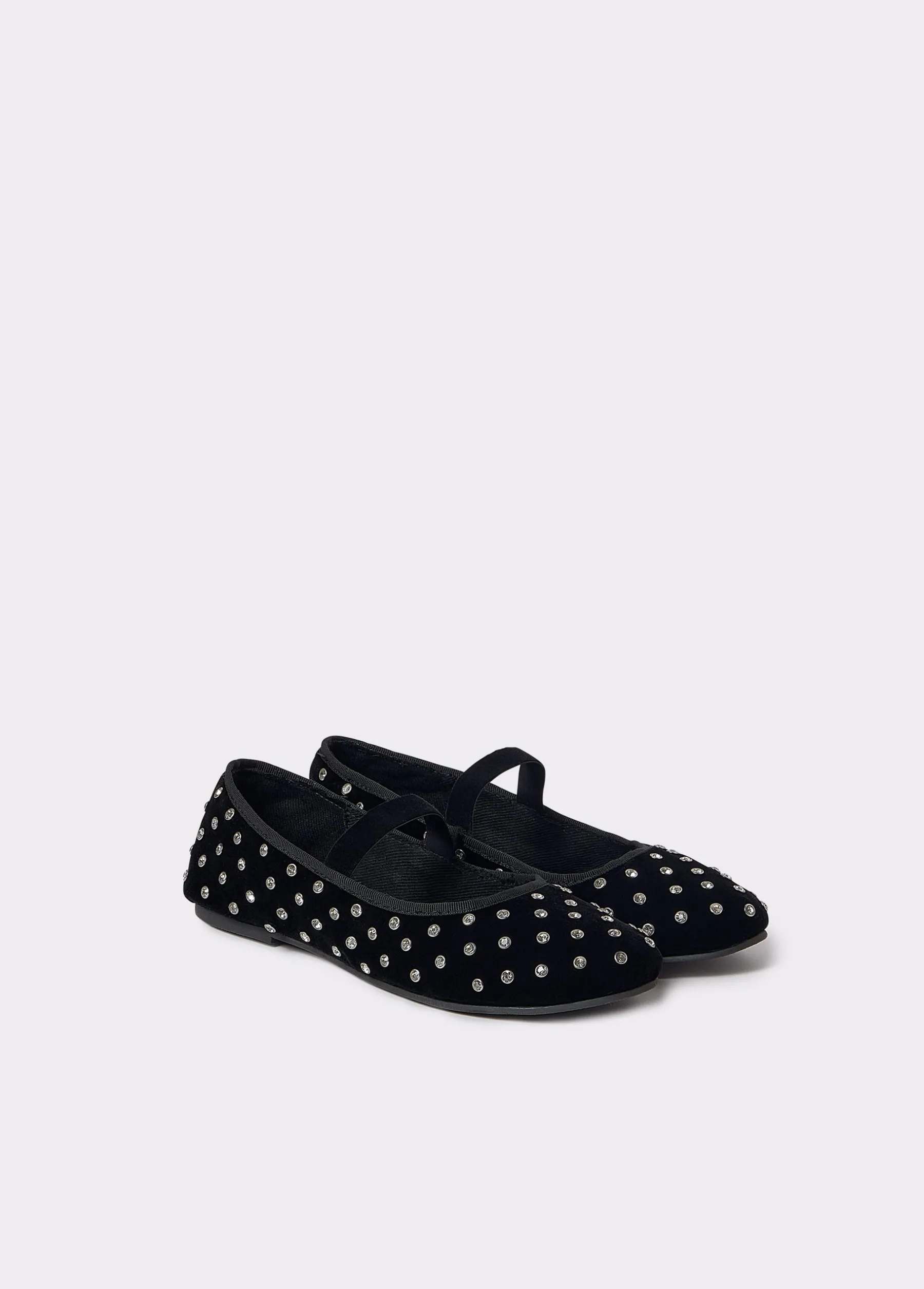 Zapatos*Brownie Bailarina terciopelo cristales Negro