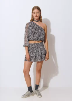 Camisas Y Blusas|Total Look*Brownie Blusa asimétrica brillo estampada Gris