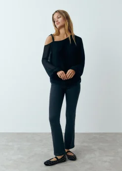 Camisas Y Blusas*Brownie Blusa asimétrica manga larga Negro