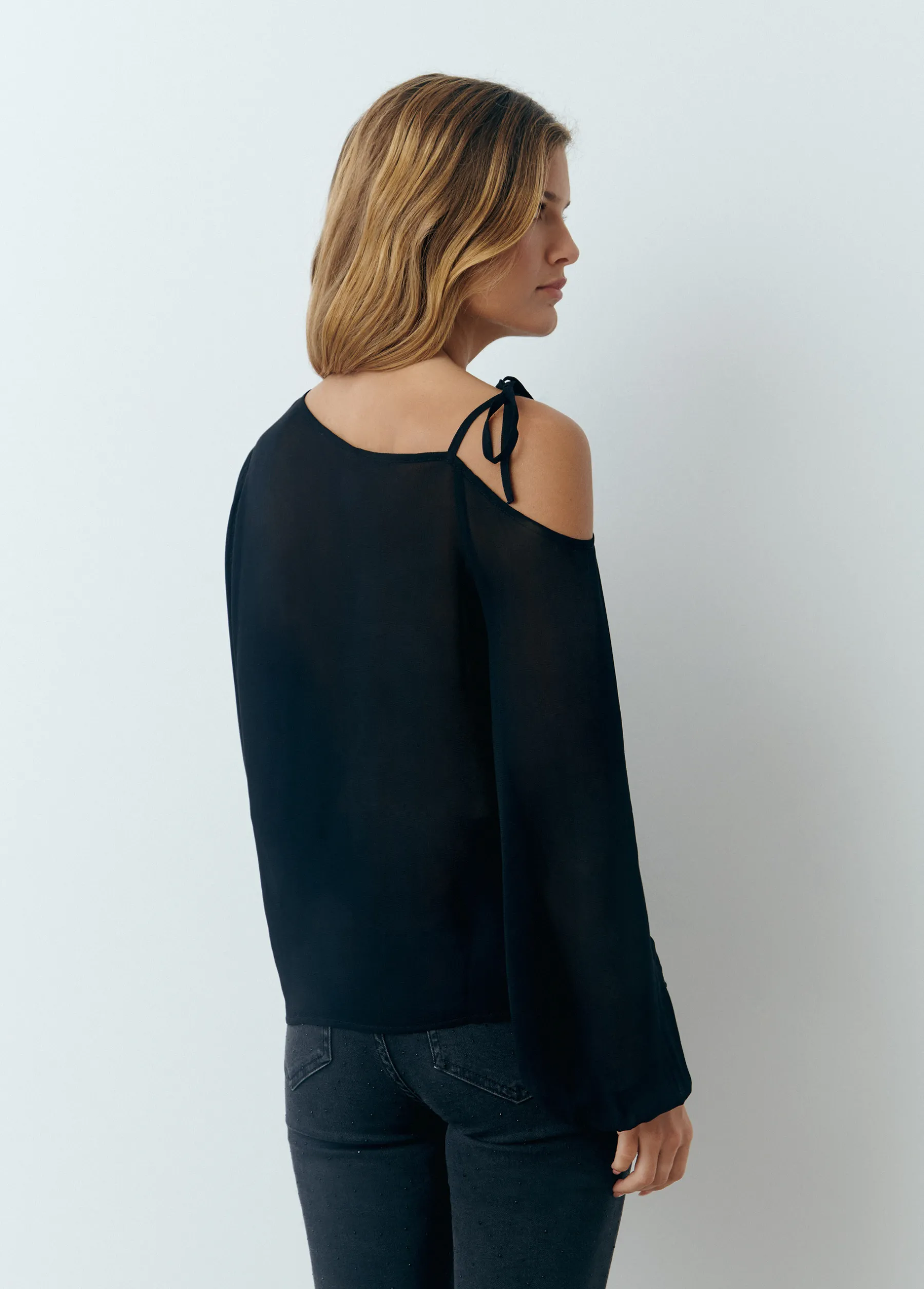 Camisas Y Blusas*Brownie Blusa asimétrica manga larga Negro