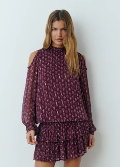 Camisas Y Blusas|Total Look*Brownie Blusa cut out estampado sello indio Berenjena