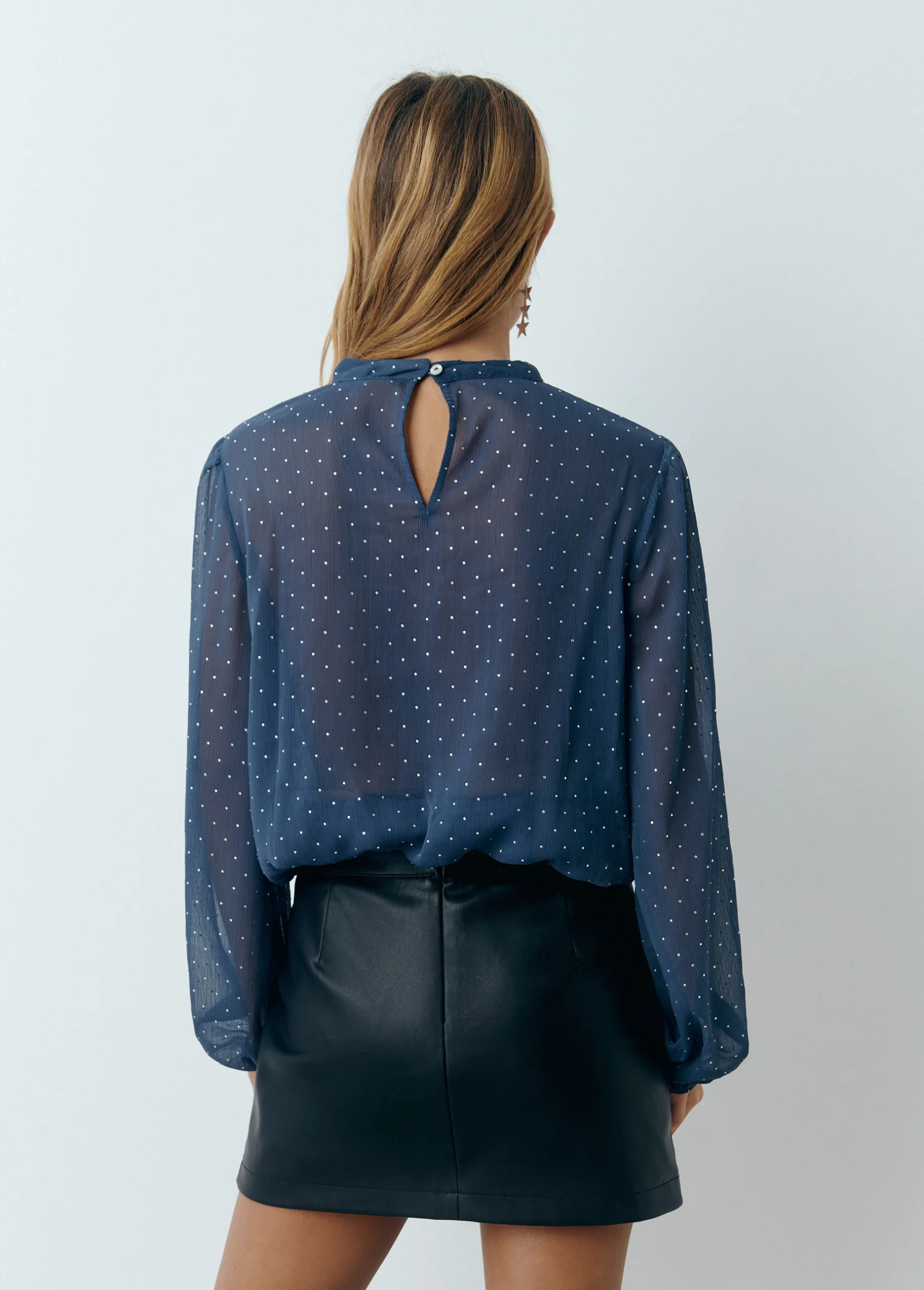 Camisas Y Blusas*Brownie Blusa detalle chocker brillos Azul