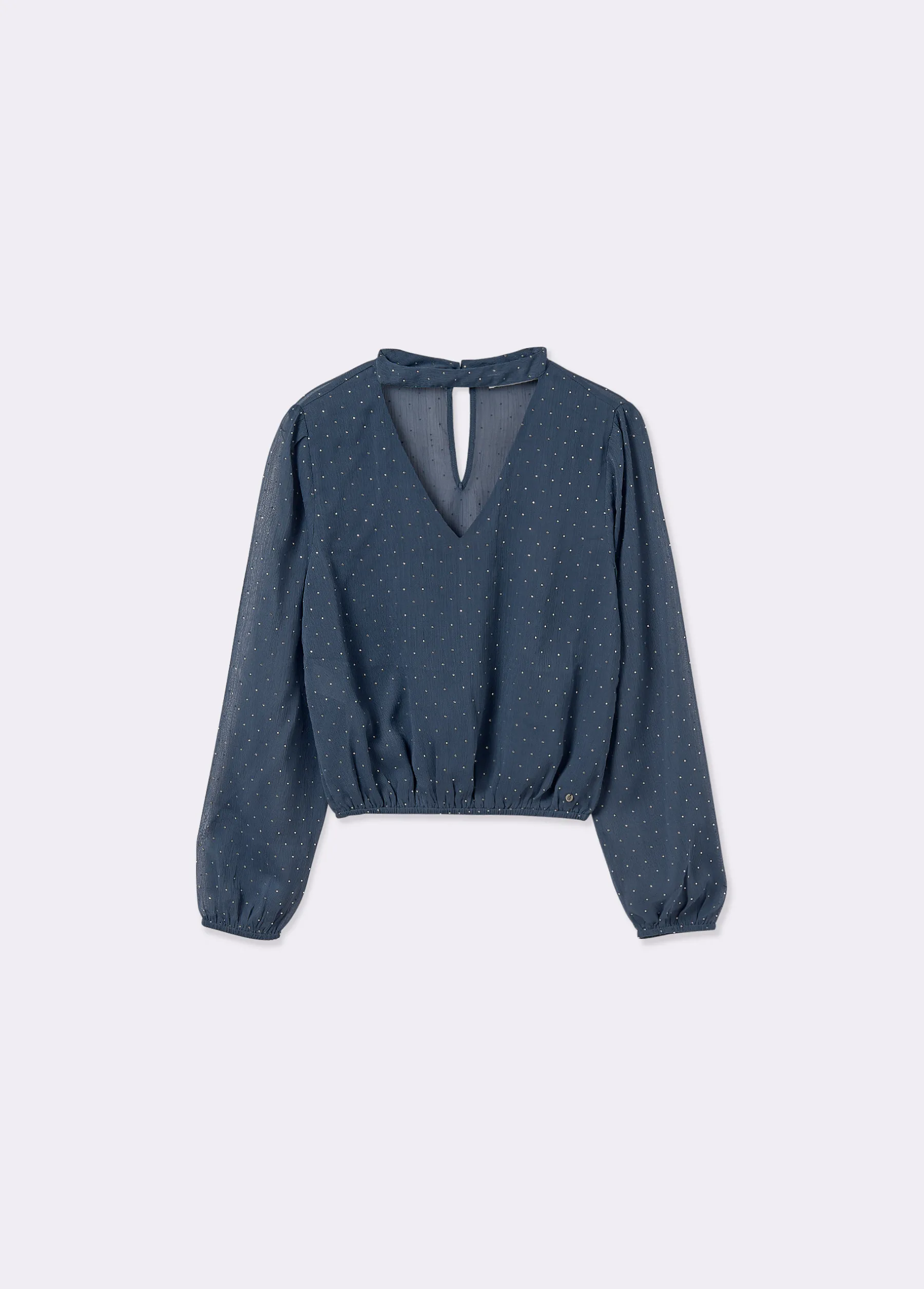 Camisas Y Blusas*Brownie Blusa detalle chocker brillos Azul