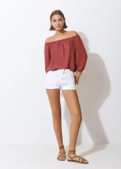 Camisas Y Blusas*Brownie Blusa manga larga lisa Teja