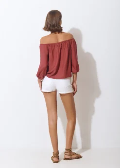 Camisas Y Blusas*Brownie Blusa manga larga lisa Teja