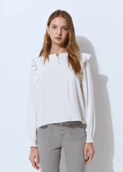 Camisas Y Blusas*Brownie Blusa manga volantes Crudo