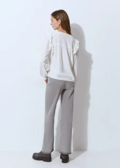 Camisas Y Blusas*Brownie Blusa manga volantes Crudo