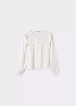 Camisas Y Blusas*Brownie Blusa manga volantes Crudo