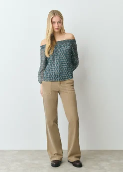 Camisas Y Blusas*Brownie Blusa offshoulder sello indio brillo