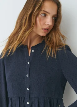 Camisas Y Blusas*Brownie Blusa smock con botones plumeti Azul