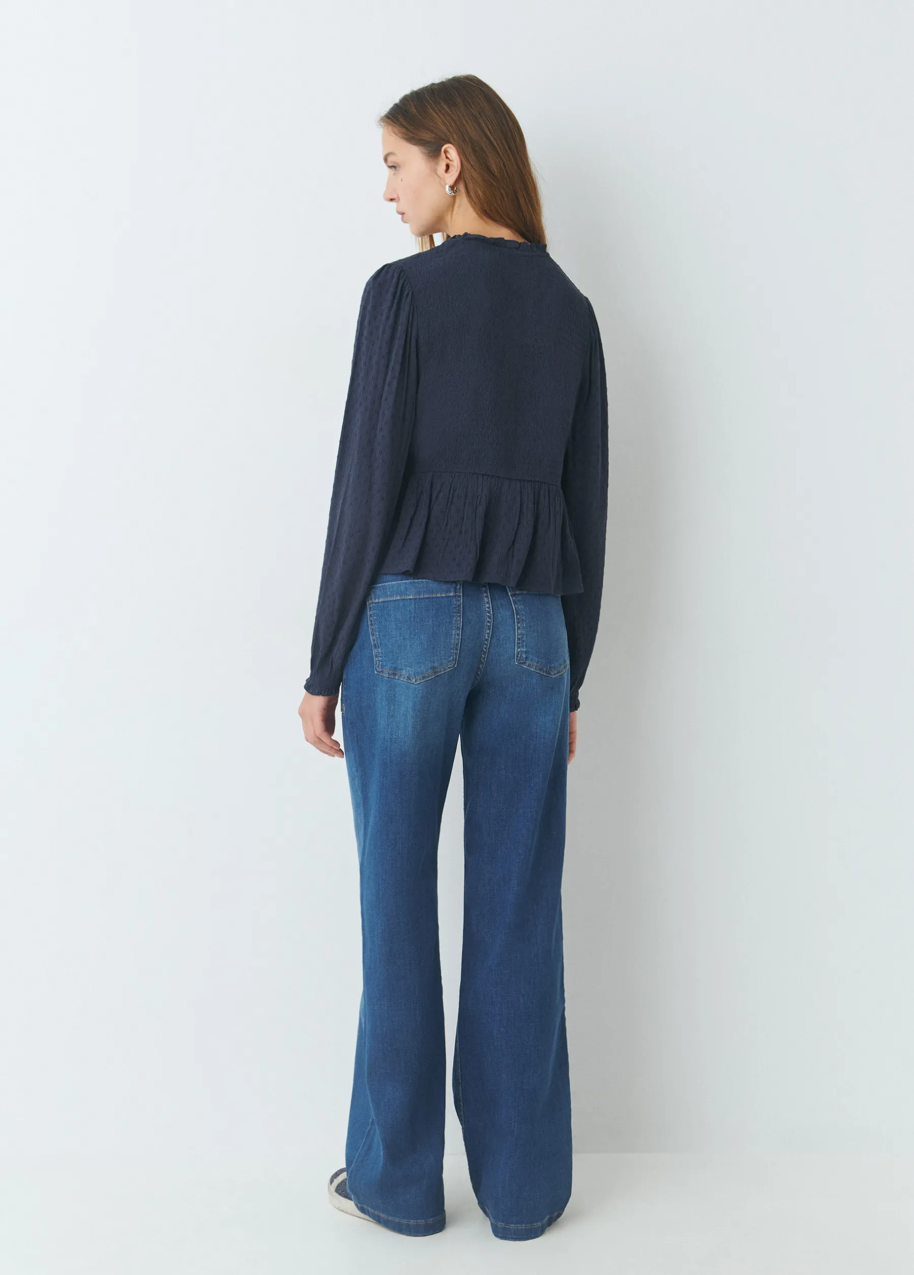 Camisas Y Blusas*Brownie Blusa smock con botones plumeti Azul