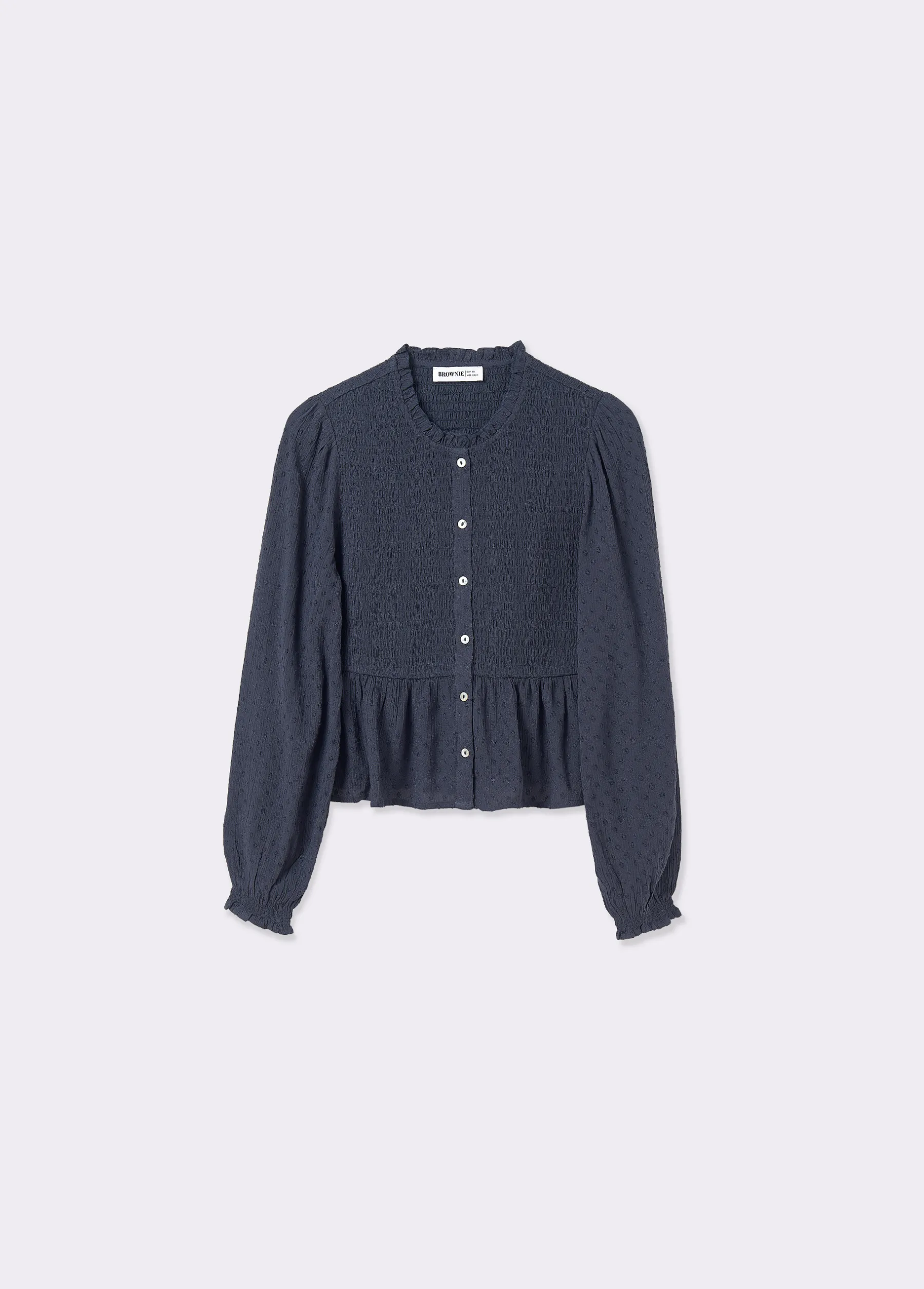 Camisas Y Blusas*Brownie Blusa smock con botones plumeti Azul