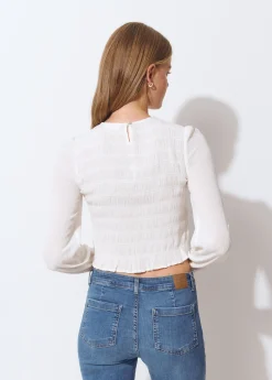 Camisas Y Blusas*Brownie Blusa smock manga larga Crudo