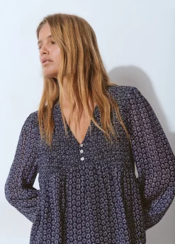 Camisas Y Blusas*Brownie Blusa smock pecho bicolor Azul