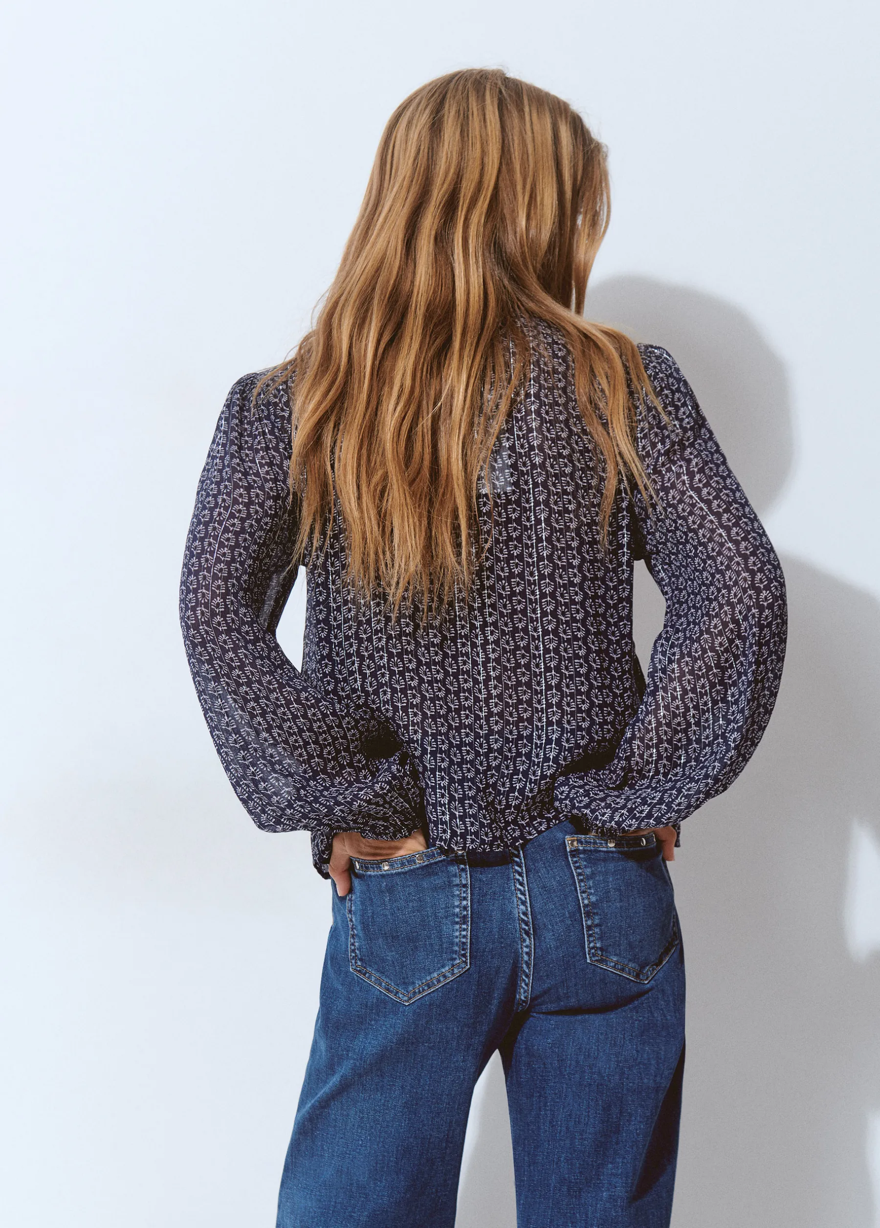 Camisas Y Blusas*Brownie Blusa smock pecho bicolor Azul