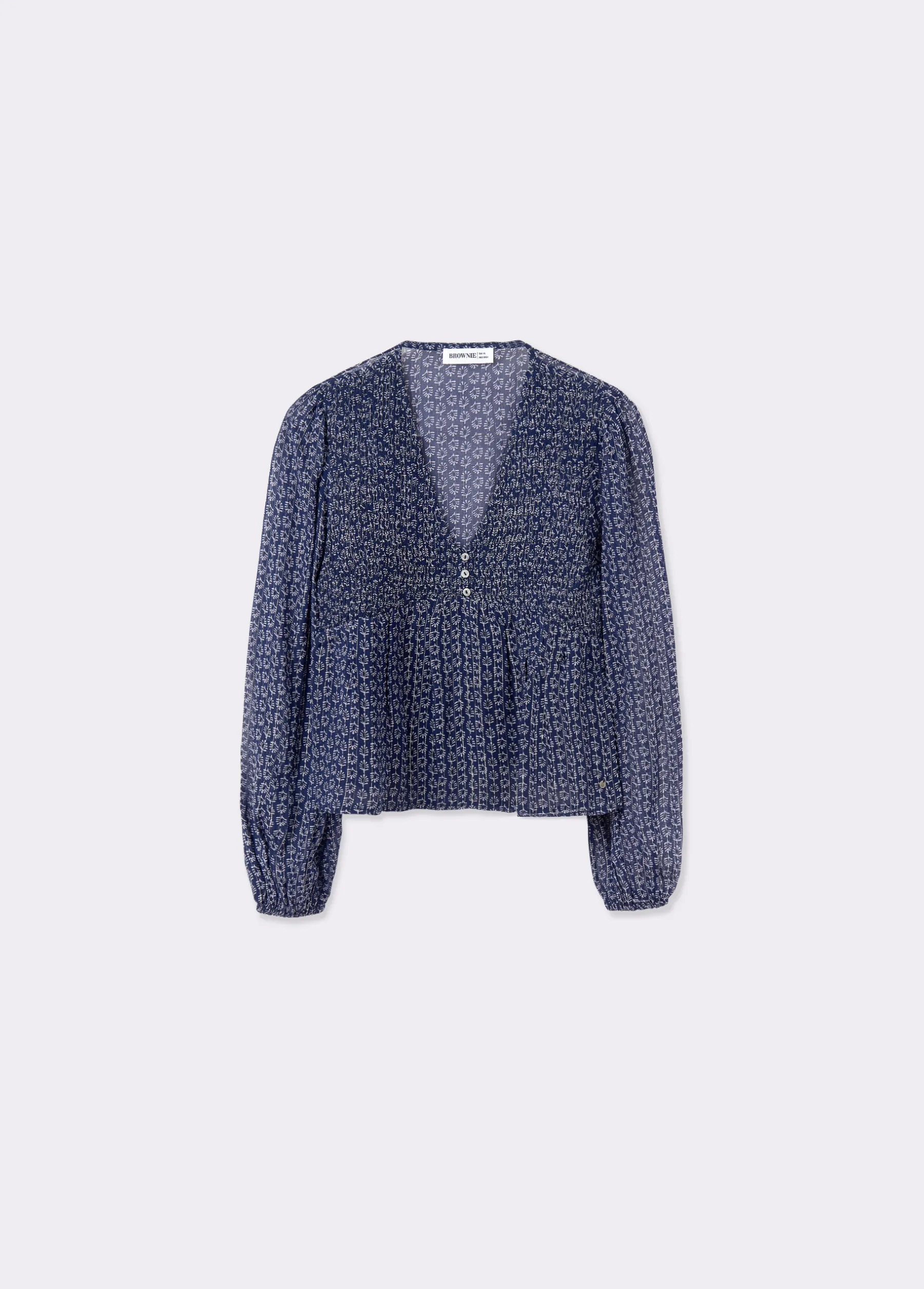 Camisas Y Blusas*Brownie Blusa smock pecho bicolor Azul