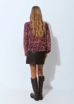 Camisas Y Blusas|Total Look*Brownie Blusa volantes mangas estampada brillo Berenjena