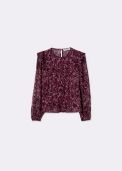 Camisas Y Blusas|Total Look*Brownie Blusa volantes mangas estampada brillo Berenjena