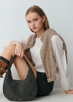 Bolsos*Brownie Bolso hombro piel trenzado Gris