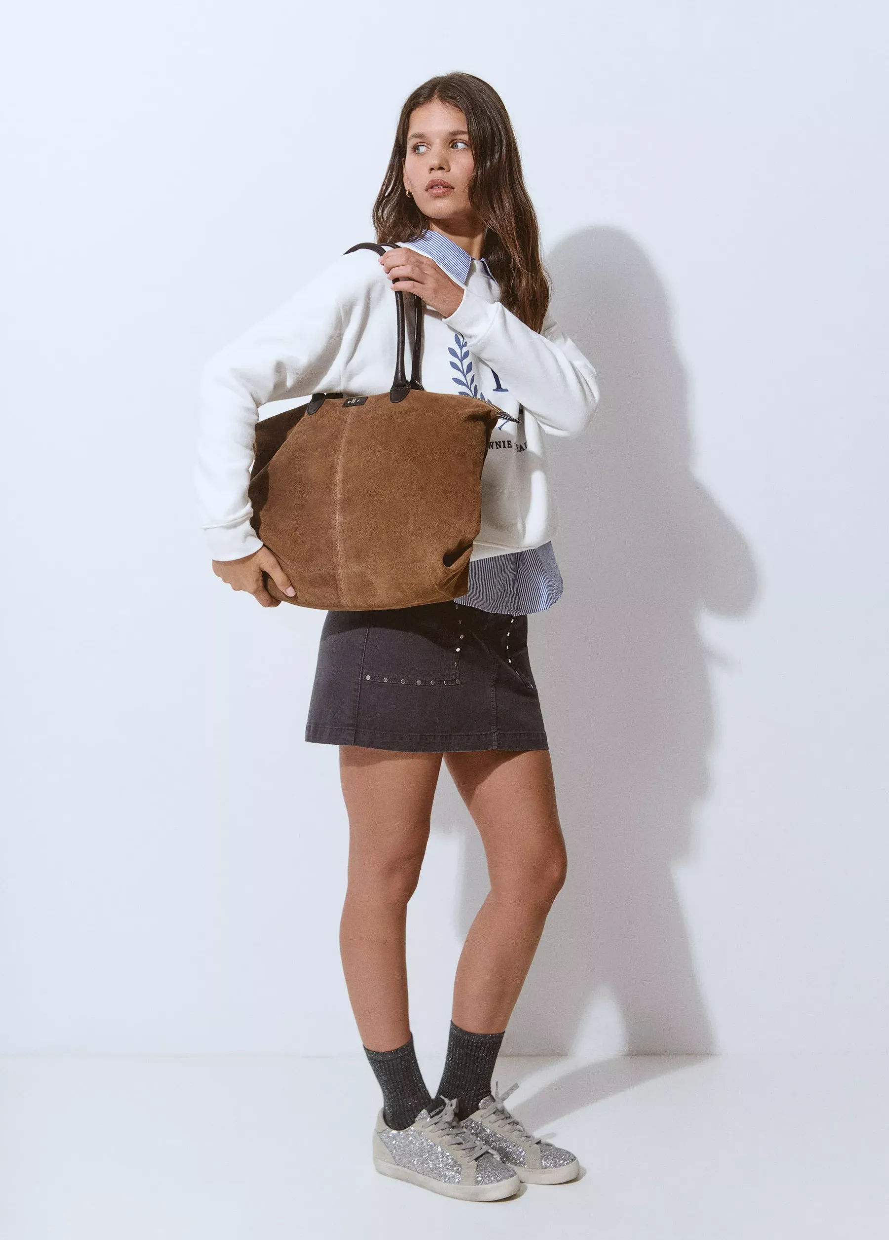 Bolsos*Brownie Bolso piel shopper cremallera Taupeoscuro