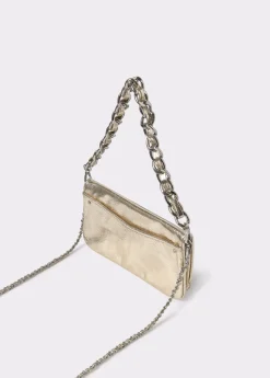 Bolsos*Brownie Bolso solapa laminado cadena gruesa Dorado