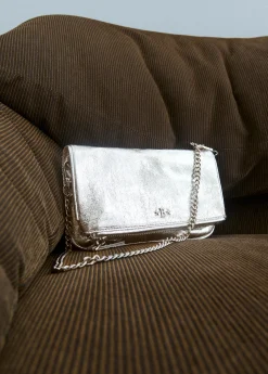 Bolsos*Brownie Bolso solapa mini laminado Plata