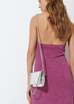 Bolsos*Brownie Bolso solapa mini laminado Plata