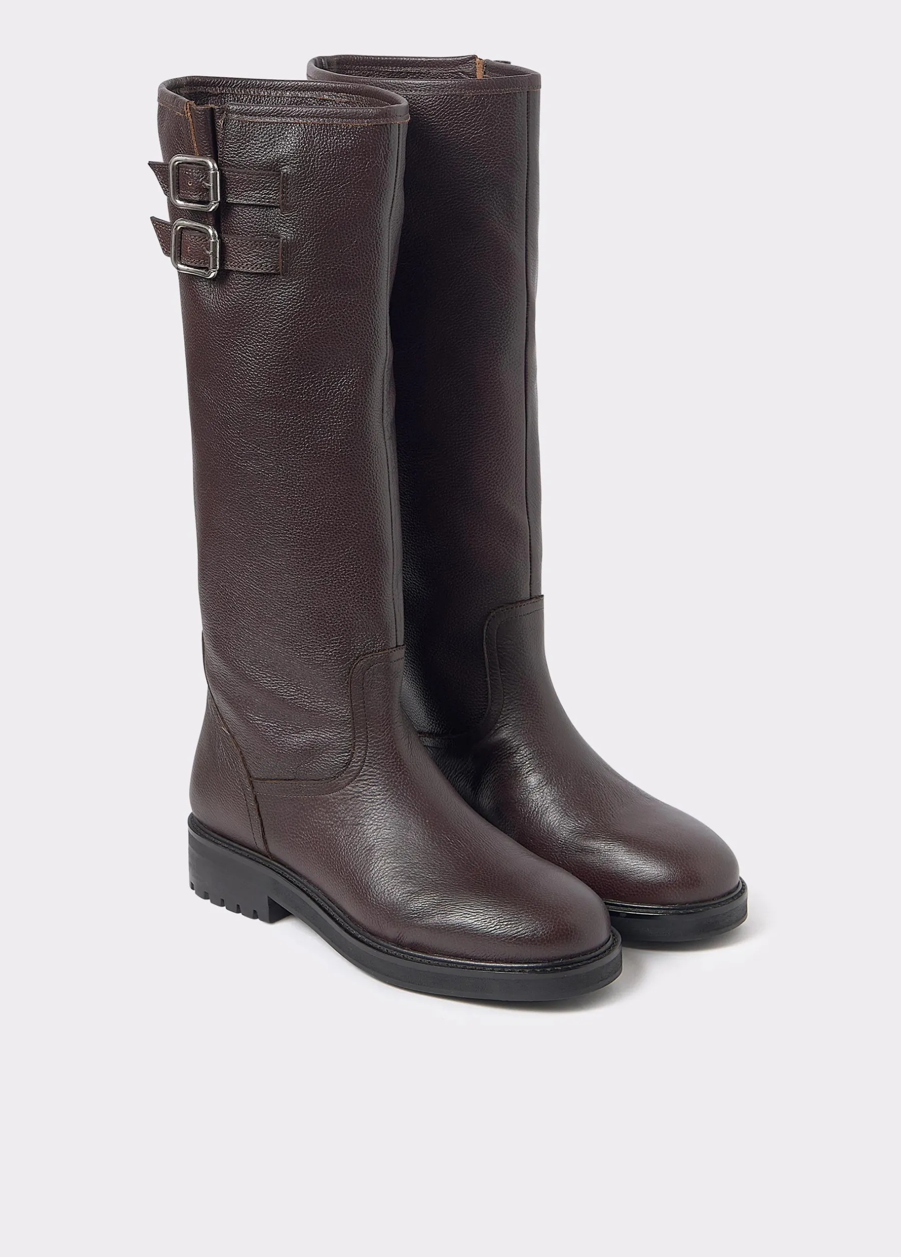 Zapatos*Brownie Bota alta piel hebillas Marron