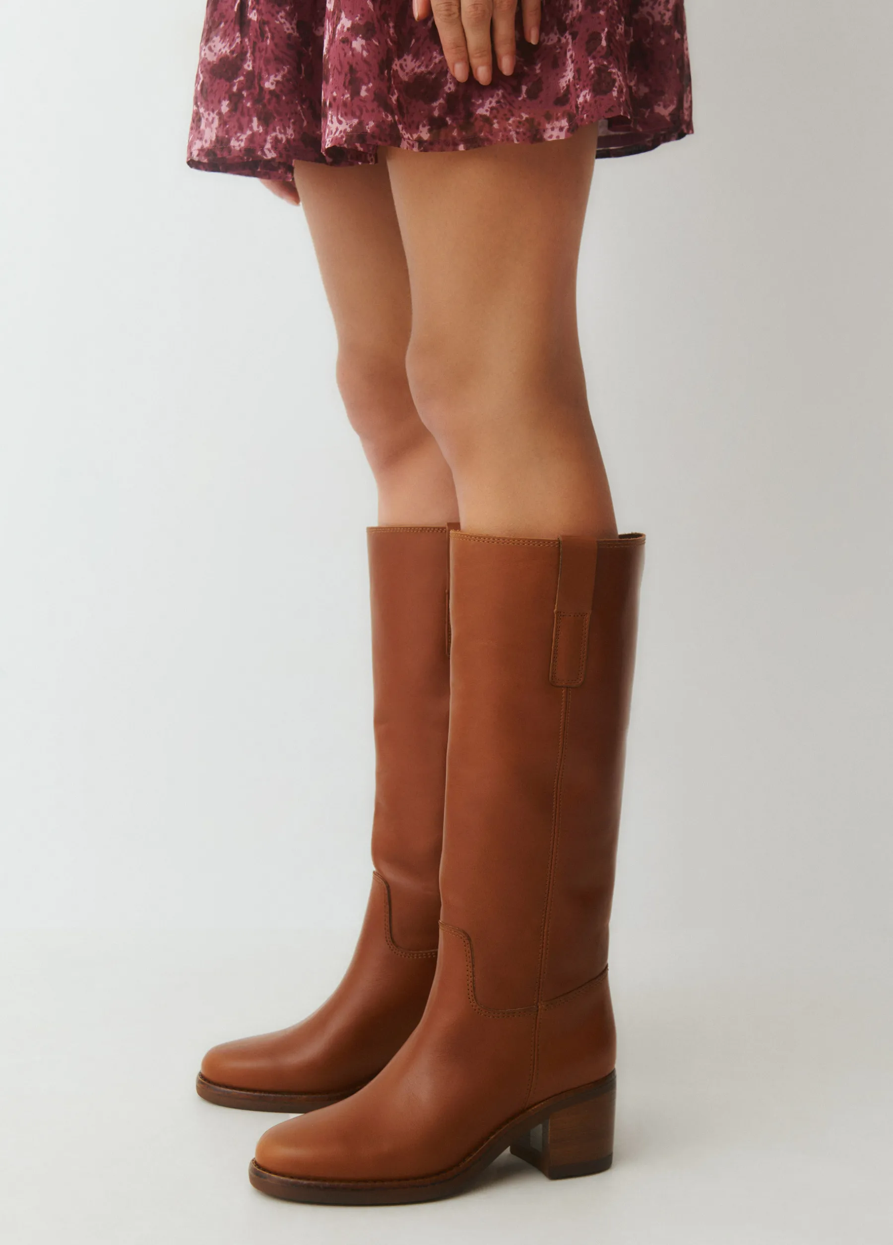 Zapatos*Brownie Bota gaucha piel tacón Cuero