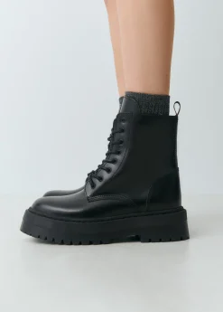 Zapatos*Brownie Bota piel acordonada Negro