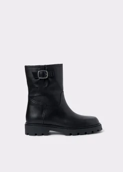 Zapatos*Brownie Botín piel motero hebilla Negro