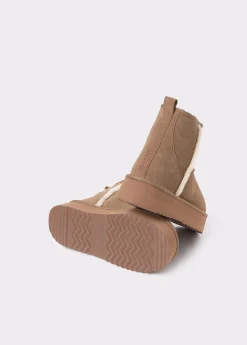 Zapatos*Brownie Botín plataforma piel pelo Avellana