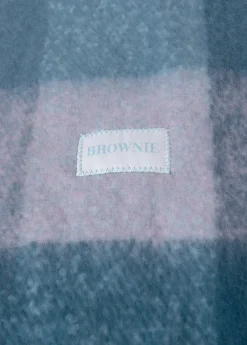 Bufandas*Brownie Bufanda gruesa cuadros flecos Azul