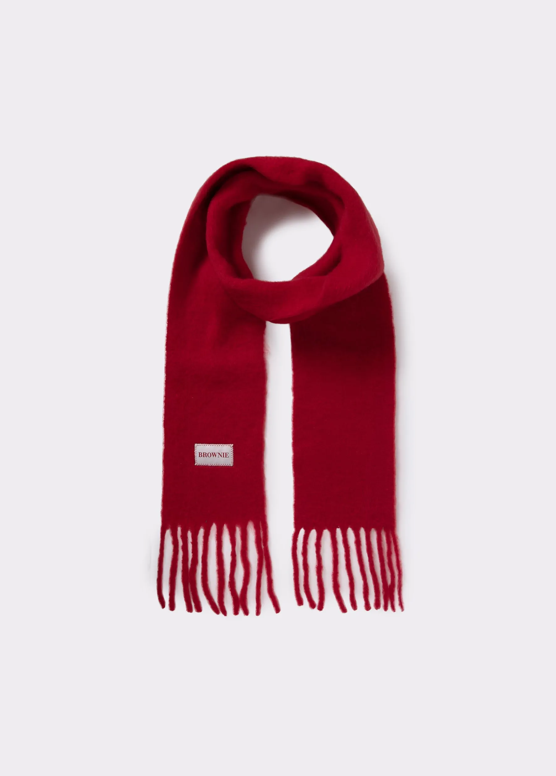 Bufandas*Brownie Bufanda gruesa estrecha lisa flecos Rojo
