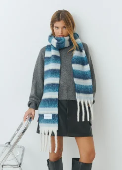 Bufandas*Brownie Bufanda gruesa estrecha rayas Azul