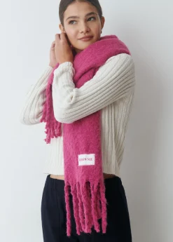 Bufandas*Brownie Bufanda gruesa lisa flecos Fucsia