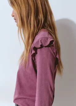 Camisetas Y Tops*Brownie Camiseta algodón flame volantes Berenjena