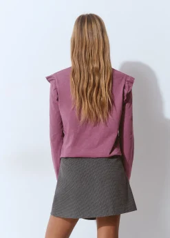 Camisetas Y Tops*Brownie Camiseta algodón flame volantes Berenjena