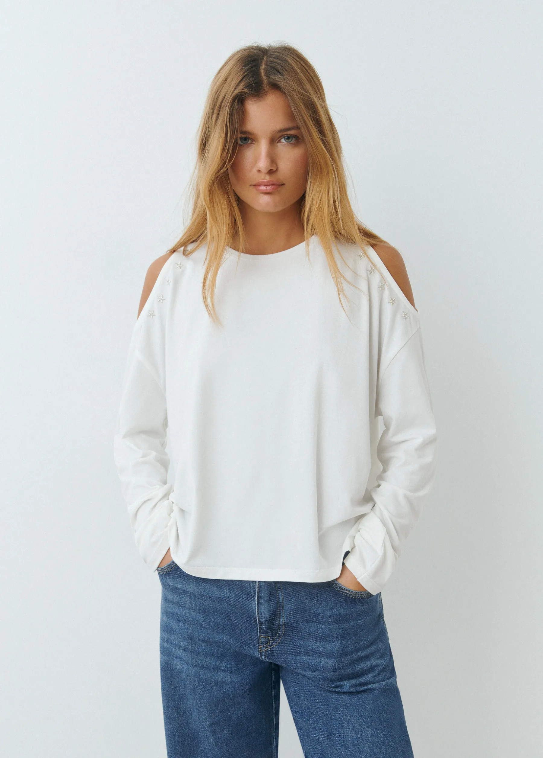 Camisetas Y Tops*Brownie Camiseta cut-out bordado estrellas