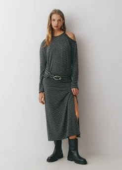 Camisetas Y Tops|Total Look*Brownie Camiseta cut-out hombro raya tejida Negro