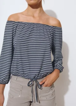 Camisetas Y Tops*Brownie Camiseta escote bardot raya tejida Negro