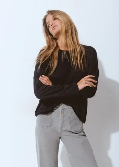 Camisetas Y Tops*Brownie Camiseta lisa manga larga Negro