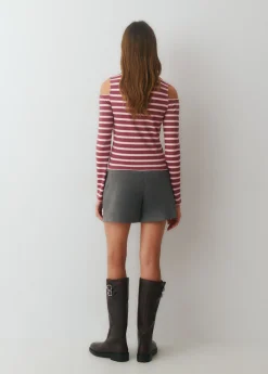 Camisetas Y Tops*Brownie Camiseta raya lurex cut-out hombro Rosa