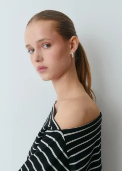 Camisetas Y Tops*Brownie Camiseta raya lurex escote barco Negro