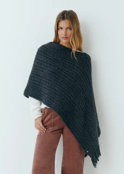 Jerséis|Punto*Brownie Capa trenzas flecos Gris