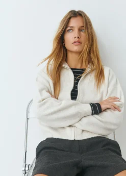 Jerséis|Punto*Brownie Cardigan cremallera Crudo