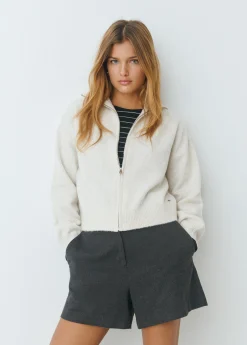 Jerséis|Punto*Brownie Cardigan cremallera Crudo