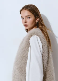 Abrigos Y Chaquetas|Chalecos*Brownie Chaleco efecto pelo Gris